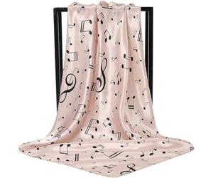 Foulard imprimé Musique Notes de Musique Classique Style Mozart Crotchet Quaver écharpe Dames Mode Foulards carrés châles en Soie