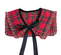 Foulard léger détachable pour femme - Style vintage - Motif à carreaux - Nœud à volants - Nœud - Capelet - Écharpe à carreaux, a, Taille unique