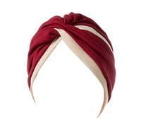 Foulard musulman pour femme - Bicolore, patchwork hijab - Bonnet avec fente - Pull - Bonnet indien - Queue de cheval - Bandeau ondulé - Chemo - Turban plissé, R rouge., taille unique