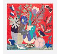 Foulard nature morte pointillisme rouge UN