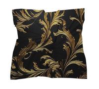 Foulard noir et or, léger et élégant, en satin, style bohème, idéal pour les cheveux. Bandana, bandeau, mouchoir, accessoire pour sac ou cou.