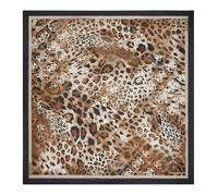 Foulard noir léger avec un imprimé léopard et monogrammes blancs