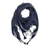 Foulard palestinien keffieh en coton motifs étoile et chèques bleu marine blanc