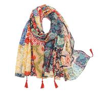 Foulard Pashmina - Grande écharpe bohème polyvalente - En coton léger - Mode automne hiver avec élégance éthérée - Écharpe vintage polyvalente pour femme - Pour la plage, la piscine, les voyages, les