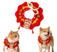 Foulard pour chat et chien du Nouvel An chinois - Décoration chaude en tricot fait à la main - Écharpe du Nouvel An - Pour fête, festival, jardin, photo d'hiver, intérieur, extérieur, quotidien