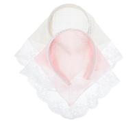 Foulard pour Cheveux Triangle en Tissu Dentelle 2pcs | Bicolore Beige et Rose, Style Chic Campagne Française, Léger et Respirant pour Vacances et Tenue Formelle