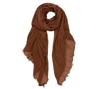 Foulard pour femme à pois bleus doux de style uni avec franges à bords longs, marron, taille unique