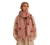 Foulard pour femme avec double motif de cerise. Il peut être porté comme cache-cou chaud en hiver et aussi comme étole. Un élégant et désinfectant pour les mains Virucide, Rose, taille unique