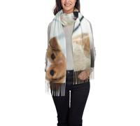 Foulard pour femme avec pompons, motif chiot, châle, cadeau de Noël