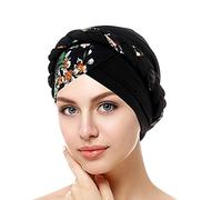 Foulard pour femme - Turban élégant - Bandeau élastique - Bonnet hijab chimio - Chapeau islamique - Accessoire de chimiothérapie - Pour perte de cheveux - Cancer, Noir , taille unique
