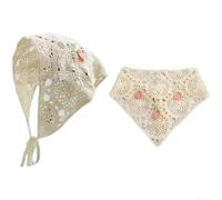 Foulard rétro triangle crocheté pour femme avec détails en dentelle douce pour plage, randonnée, cyclisme, sports de plein air (E)