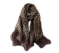 Foulard tendance 100 % soie - Longue et légère - Protection solaire - Pour femme, léopard, Large