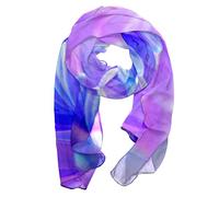 Foulard tendance en mousseline de soie pour femme - Dégradé violet - Marguerite, multicolore