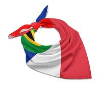 Foulard tendance pour femme, motif drapeau de la France et de l'Afrique du Sud, en soie, style bandana, carré en satin, idéal comme cadeau