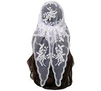 Foulard triangle en dentelle brodée avec fleur - Bandeau en dentelle - Bandana élégant - 135 x 45 cm - Pour femme