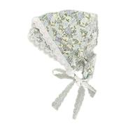 Foulard triangulaire populaire avec bordure en dentelle et motif imprimé floral pour voyage, photographie, vacances, couvre-chef résistant au soleil, pique-nique, écharpe de voyage, Rose verte