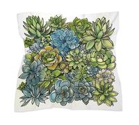 Foulard vert à motif succulent, léger et élégant, en satin, style bohème, idéal pour les cheveux. Bandana, bandeau, mouchoir, foulard en soie à glisser dans un sac ou à porter autour du cou.