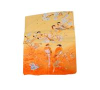 Foulards avec pompons oiseau femme mousseline longue écharpe en soie petite écharpe écharpe légère pour femme, jaune, taille unique