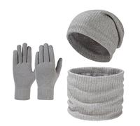 Foulards bleus pour femmes Hiver Homme et Femme Écharpe d'extérieur résistante au froid avec oreilles en velours Bonnet tricoté Trois pièces Ensemble Gants Femmes Hiver Bleu, GY2., taille unique