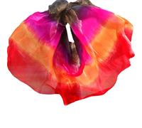 Foulards de danse orientale, Écharpe en voile de soie for danse du ventre, châle à main multicolore, plusieurs tailles, accessoires Performance sur scène(R Real Silk Veils,400x114cm)