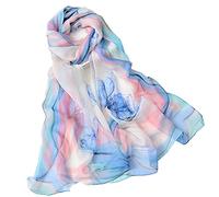 Foulards Femme pas cher Mousseline de soie étole pour Élégant Longue Écharpe de Plage Echarpes 160*50cm Bleu