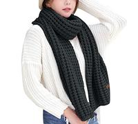 Foulards Homme,Hiver Multicolore Kint Feel Pashmina Châles Wraps Élasticité Écharpe Légère Écharpes Chaudes Femmes Hommes Écharpes Longues Et Épaisses Tricot Couples Écharpe (Black, One Size)