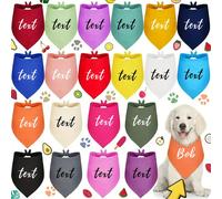 Foulards personnalisables pour chiens, foulards de fête pour animaux de compagnie, bavoirs anti-bave, disponibles en plusieurs couleurs, personnalisables avec un nom et d'autres informations. - Foular