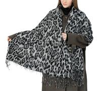 Foulards pour femme Écharpe imprimée léopard for femme, écharpe péplum chaude, douce et confortable, châle à la mode, automne et hiver(Gray)