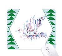 foule voitures gratte - ciel aquarelle tapis de souris green pine tree tapis en caoutchouc