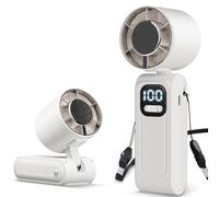 Foumteex Ventilateur Turbo Portable 16000rpm, 1-100 Vitesses Réglables, USB-C 5000mAh jusqu’à 16h, Mini avec Écran LED, Ultra Silencieux - Pour Enfants, Adultes, Voyage Plein Air