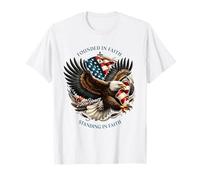 Founded and Standing in Faith Vintage Watercolor Eagle 1776 T-Shirt