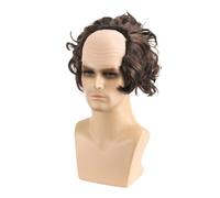 FOUNSHO Perruque Chauve Vieux pour Homme Adulte Deguisement Annee 60 Perruque Vieux Papy Marron Bonnet Chauve en Latex Grand-père Accessoire de Prêtre Carnaval Halloween (Marron)