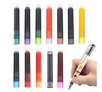 Fountain Pen Ink Cartridges - 12PCS Assorted Color Innk Refills For Fountain Pens, 2.6mm Bore Diameter Pen Ink Cartridges Replacement Set For Writing Drawing School Office Supplies
