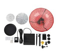 Fountaine de Bain d'oiseau Solaire Plastiques Robustes Bubbler de Bain d'oiseau Suspendu pour Le Patio de Jardin (Rouge)