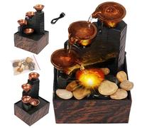 Fountaine de Table avec des lumières 6,7x4.4x3.6 '' Fountaine à Eau de Table avec Cailloux USB ou Mini-Fontaine à Eau à Batterie avec Un Son pour la Table pour la Table