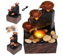 Fountaine de Table avec des lumières 6.7x4.4x3.6 '' Mini Fontaine d'eau Fountaine à Eau de Table avec Cailloux USB ou Mini-Fontaine à Eau à Pile avec Un Son d'eau pour la Table de la Table Home
