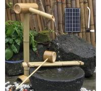 Fountaine Solaire en Bambou, Accents en Bambou Fontaine et Pompe et Pompe Solaire 6W et Filtre à Eau et Tube à Eau 2M, Feng Shui Zen Fountain,70cm