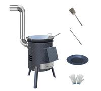 Four À Bois Chaud Pour Tente, Intérieur/extérieur Poêle À Bois En Acier, Avec Pieds Et Cheminée Amovibles Pour Tente, Chauffage Intérieur/extérieur, Cuisine, Pêche Sur Glace(Ø35cm)