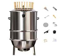 Four À Canard au Charbon de Bois Avec Jauge de Température Rôtissoire en Acier Inoxydable Démontable Vec Accessoires Variés four À Rôtir Vertical pour Rôtir Canard, Griller Poulet, Dinde et Porc(A)
