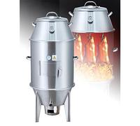 Four à charbon de bois pour poulet et canard, barbecue à 2 niveaux, dinde rôtie avec étagère amovible et crochets pour la cuisson de la viande de poulet, de canard, de maïs et de pommes de terre.