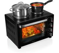Four À Convection Avec 2 Plaques De Cuisson, Capacité 35 L, 3200 W, Corps En Acier, Mini-Cuisine Compacte Pour Repas Complets