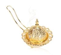 Four À Encens en Métal, Charbon De Bois Vintage Encens Poêle Portable Bois Plaqué Or Porte - Encens avec Poignée pour Bureau, Salon, Fenêtre Et Chambre À Coucher