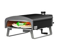 Four à gaz pizza barbecue à 500 °C, rotatif manuellement, pour jardin extérieur, avec pierre à pizza de 33 cm