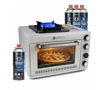 Four à gaz portable Eurocatch avec cartouches de gaz de 227 g - Four de camping de 25,2 litres - 2,1 kW - Allumage électronique - Pour usage extérieur et domestique - Inclus 4 cartouches de gaz