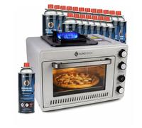 Four à gaz portable Eurocatch - Camping avec brûleur 2,1 kW, allumage électronique, usage extérieur & domestique, 20 cartouches