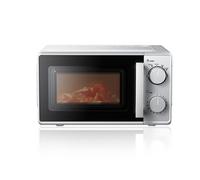 Four à micro-ondes, 700 W, capacité 20 L, conception à double bouton, minuterie 0-30 minutes, porte coulissante, argent