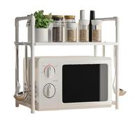 Four à micro-ondes - Étagère extensible avec crochets, double couche de rangement | Support d'assaisonnement peu encombrant pour garde-manger, dortoir, camping-car, support durable pour machine à pain