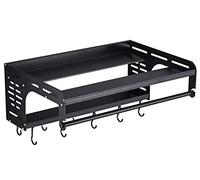 Four à Micro-Ondes Supports de Rangement Racks Titulaire de la Cuisine Noir en Aluminium éTagèRe Murale Four Rack de la Cuisine Organisateur Accessoires 55X39CM
