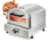 Four à pizza à gaz portable, four à pizza d'extérieur multi-combustibles avec thermomètre, tuyau de gaz et pierre à pizza, chauffe jusqu'à 537,8 °C, acier inoxydable pour jardin ou camping