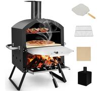 Four à pizza au bois avec couvercle, pierre à pizza pour jardin, terrasse, cuisson de pizza, viande, poisson et légumes